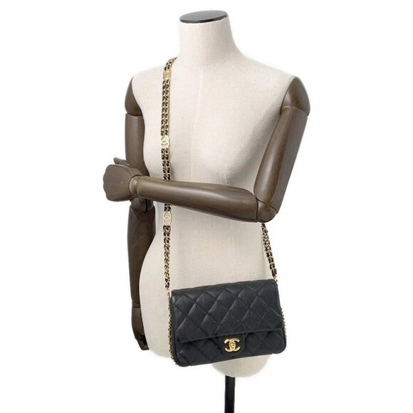 CHANEL Mini Matelasse ChainShoulder Bag Calfskin Black - Picture 1 of 14